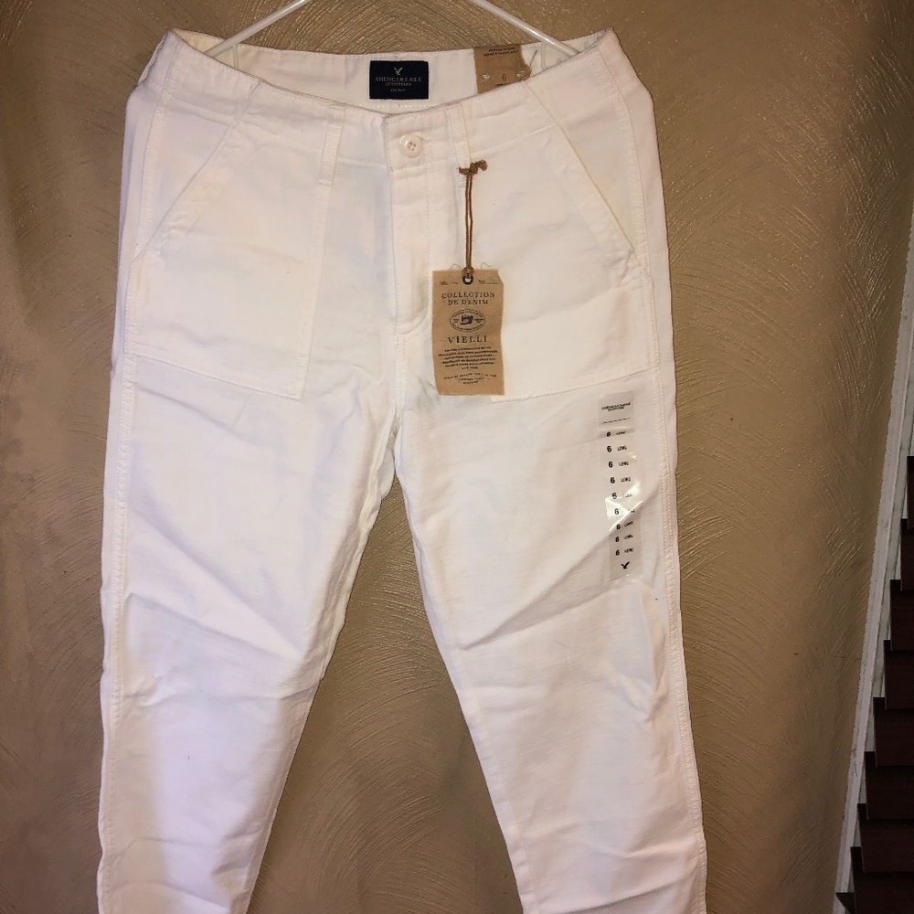 WHITE RELAXED KHAKI CROP PANT